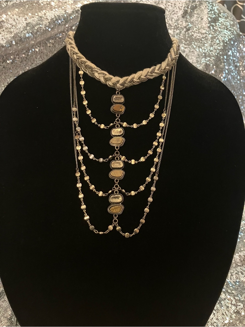 Free People “Sarasota” Layered Gold-Tone Multi-Strand Boho Necklace